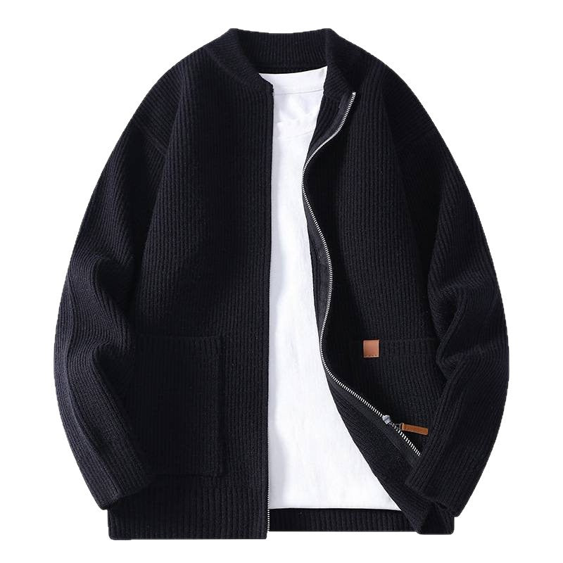 Herren gerippte Strickjacke mit durchgehendem Reißverschluss und aufgesetzten Taschen Nord Taschen