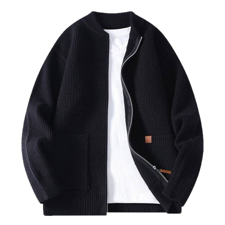 Herren gerippte Strickjacke mit durchgehendem Reißverschluss und aufgesetzten Taschen Nord Taschen