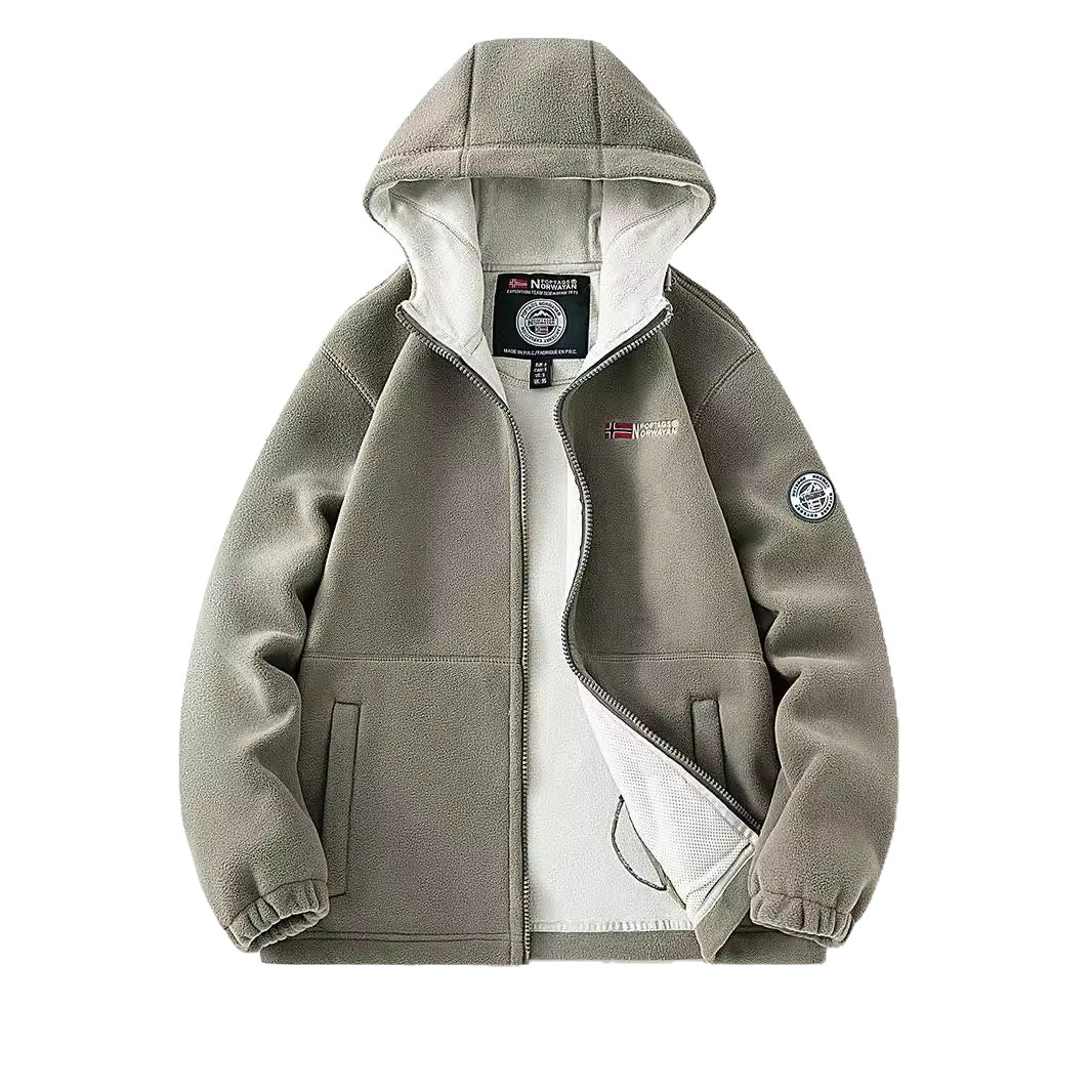 Damen Kapuzen-Fleecejacke mit Teddyfutter und durchgehendem Reißverschluss Nord Taschen