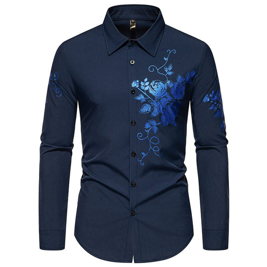 Herren Slim-Fit Langarmhemd mit floralem Print und tailliertem Schnitt Nord Taschen