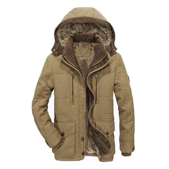 Herren Wattierte Winterparka mit Kapuze und Teddyfutter wasserabweisend vielseitige Taschen Nord Taschen