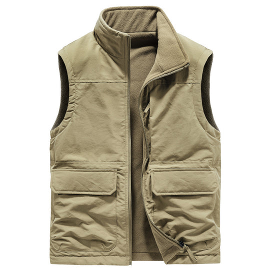 Herren Outdoor-Utilityweste mit Fleece-Innenlage, hohem Stehkragen und Frontklappentaschen Nord Taschen