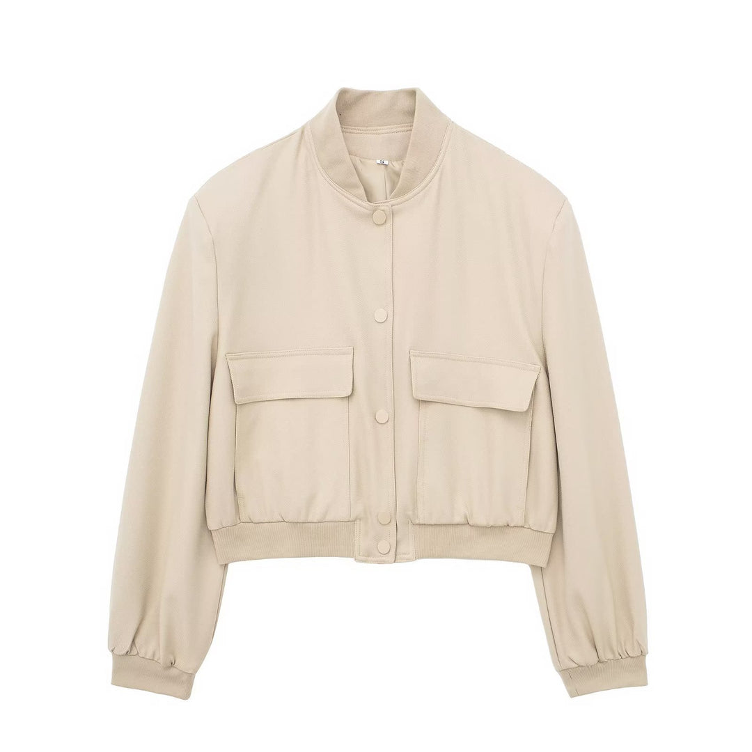 Damen Boxy-Cropped-Jacke im Worker-Look mit Pattentaschen und Rippkragen Nord Taschen