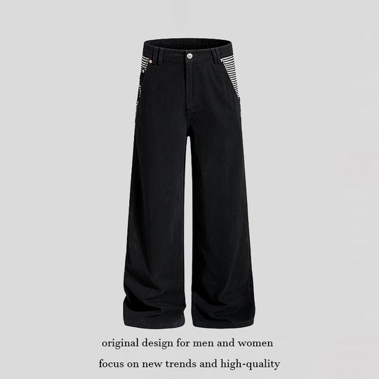 Damen Weite High‑Waist Culotte-Jeans im Palazzoschnitt mit kontrastierten Eingrifftaschen Nord Taschen