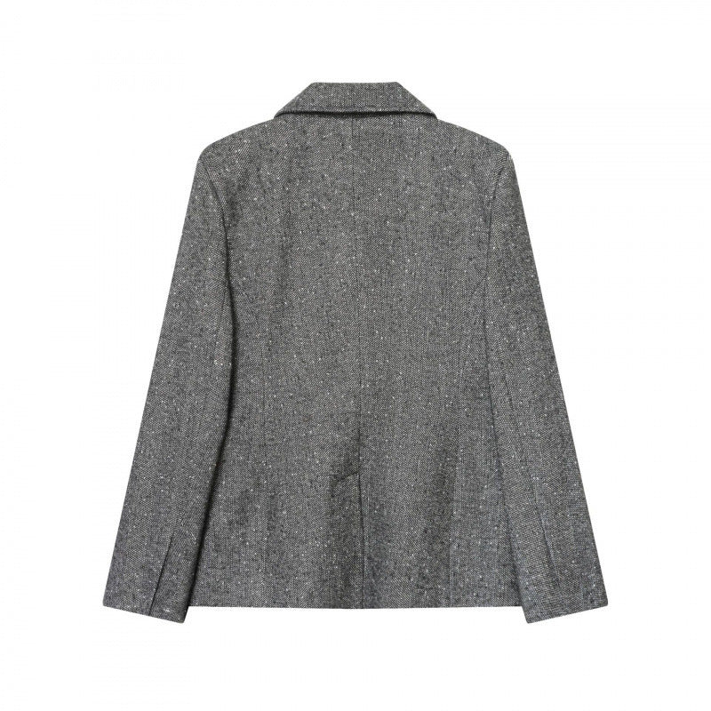 Damen Taillierter Wollmix-Blazer mit Reverskragen und Pattentaschen Nord Taschen