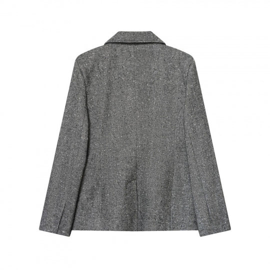 Damen Taillierter Wollmix-Blazer mit Reverskragen und Pattentaschen Nord Taschen
