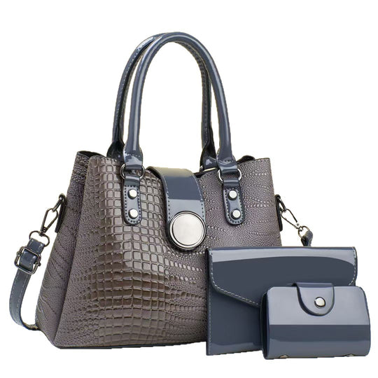 Damen Handtasche mit strukturiertem Croco-Look und abnehmbarem Zubehör Nord Taschen