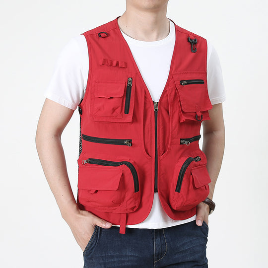 Herren Multifunktionale Utility-Anglerweste mit zahlreichen Reißverschluss- und Pattentaschen Nord Taschen
