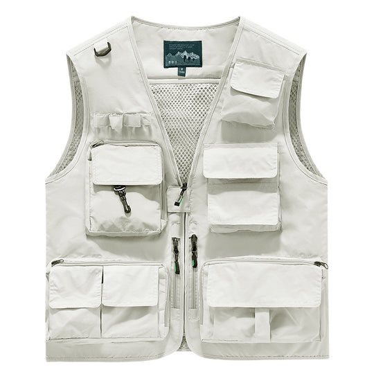 Herren Multifunktionale Outdoor‑Utilityweste mit Mesh‑Rücken, Mehrfach‑Fronttaschen und durchgehendem Reißverschluss Nord Taschen