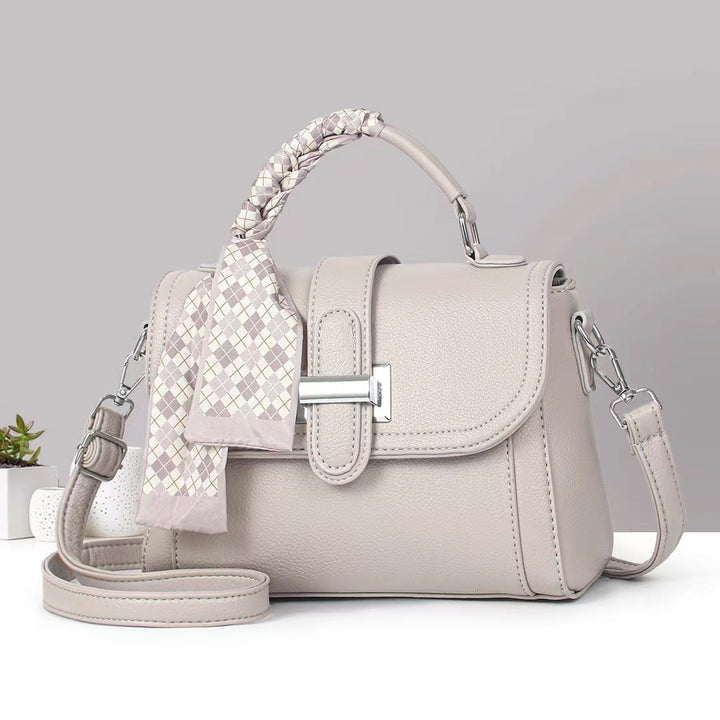 Damen modische Handtasche mit geflochtenem Griff und abnehmbarem Schal Nord Taschen