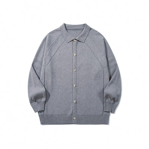 Unisex Boxy-Strickcardigan mit Hemdkragen, Raglanärmeln und gerippten Abschlüssen Nord Taschen