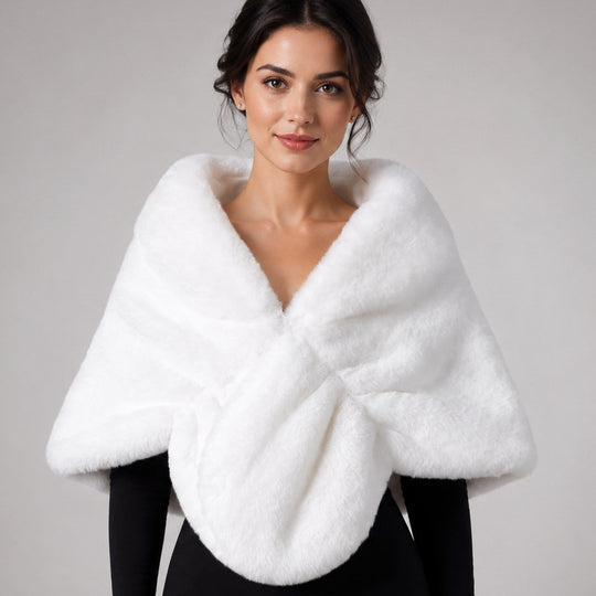 Damen Elegante Kunstpelz Stola im Capelet‑Schnitt Nord Taschen