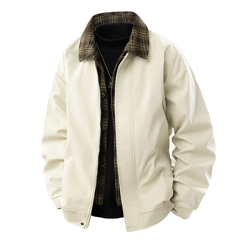 Herren Lässige Layering-Übergangsjacke mit karierter Innenlage und Reißverschluss Nord Taschen