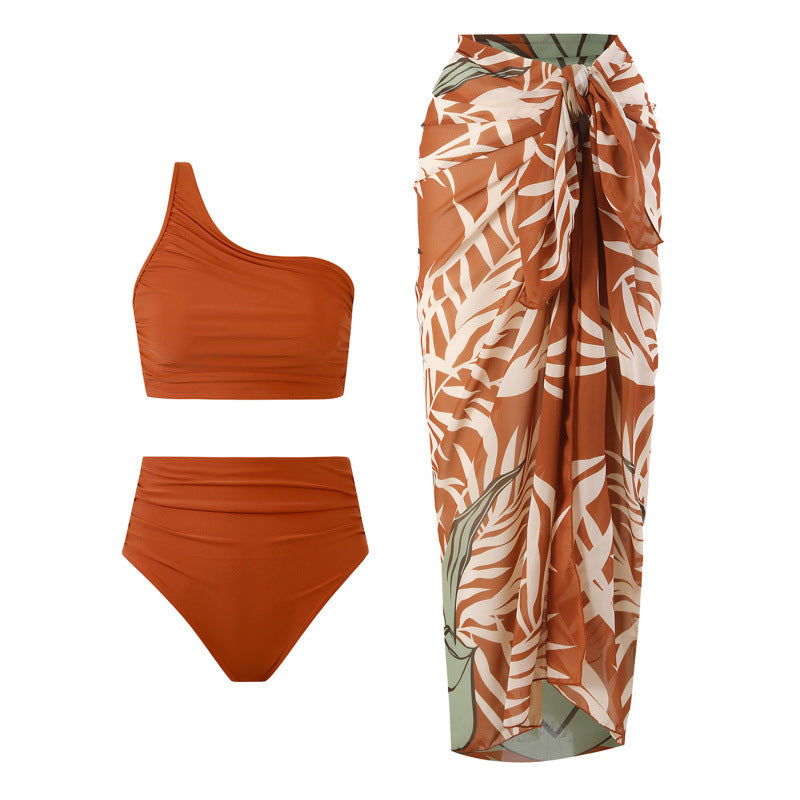 Damen Bikini-Set mit elegantem asymmetrischen Oberteil und hohem Taillenslip