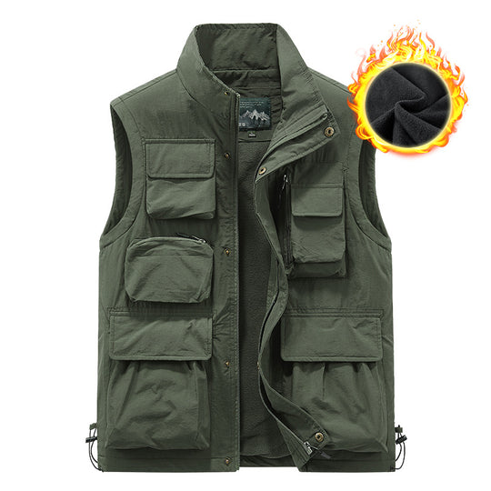 Herren Multifunktionale Outdoor-Utility-Weste mit fleecegefütterter Thermo-Innenlage und Mehrfachtaschen Nord Taschen