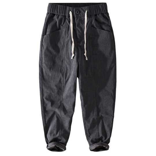 Herren Relaxte Cordhose mit elastischem Kordelbund, Kordelzug und konischem Bein Nord Taschen