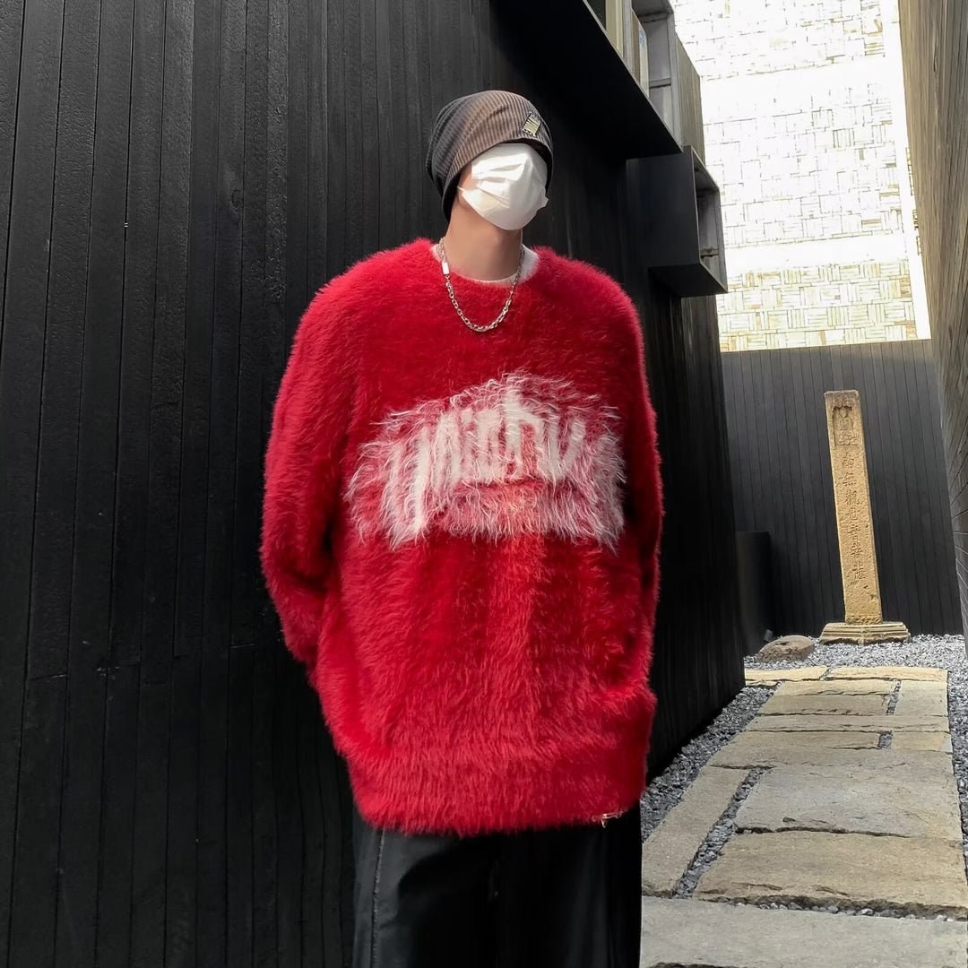 Herren Trendiger Oversized Pullover mit auffälligem Schriftzug Nord Taschen