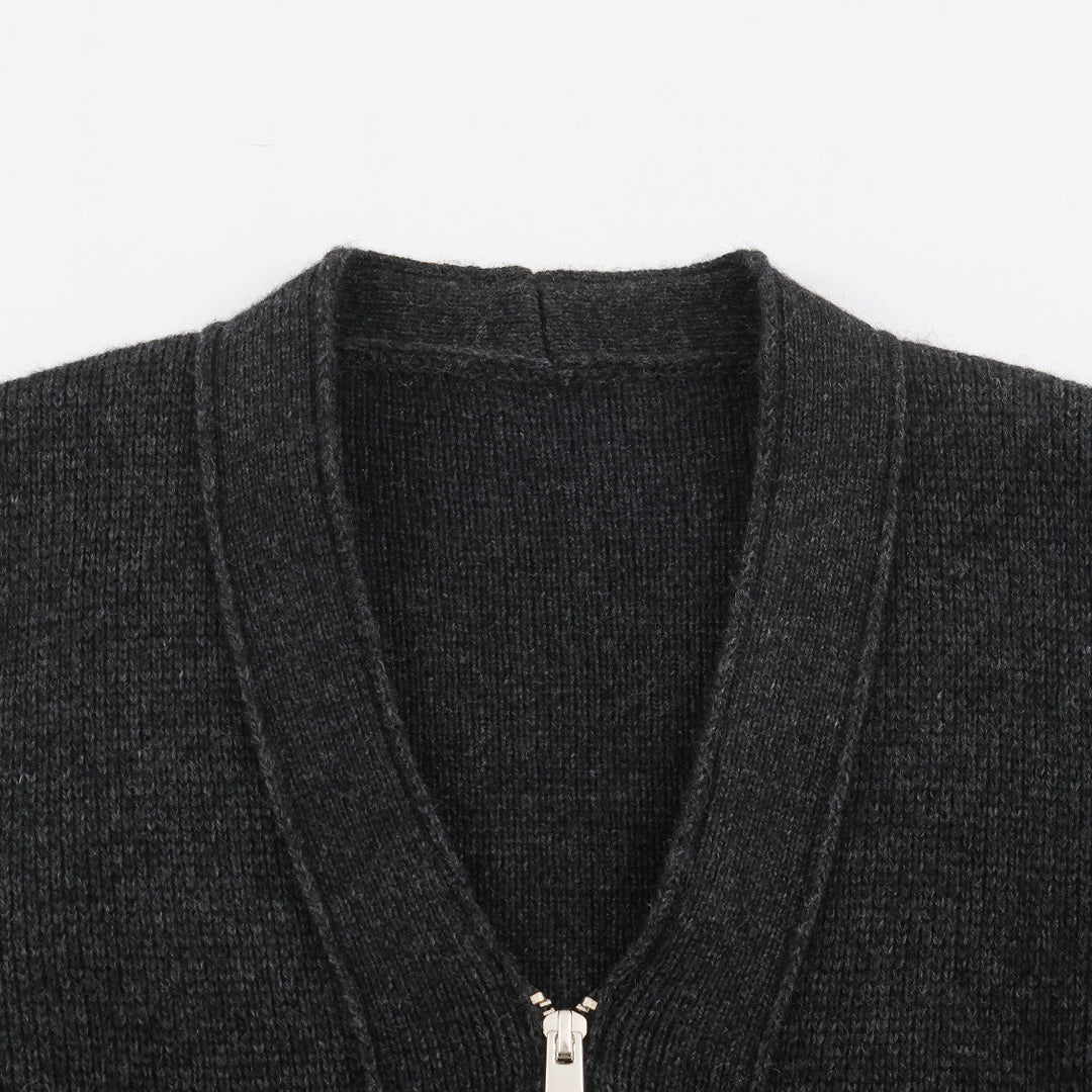 Damen Strickjacke mit Reißverschluss und Peplum-Schnitt Nord Taschen