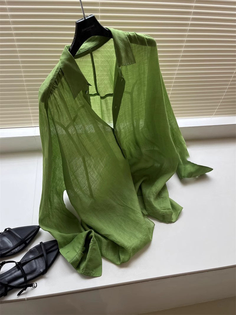 Damen Leichte und luftige Bluse aus reinem Leinen Nord Taschen