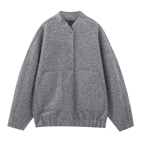 Damen 70+ Oversize Teddy-Fleece Jacke mit Stehkragen und aufgesetzten Taschen Nord Taschen