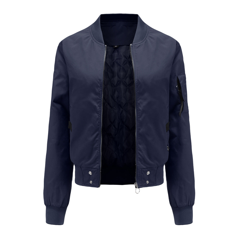 Damen modische Bomberjacke mit praktischen Taschen und seitlichen Einsätzen