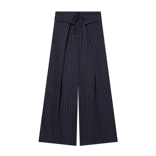 Damen Weite Culotte-Hose mit hohem Bund, Kordelzug und vorderseitigen Beinschlitzen Nord Taschen