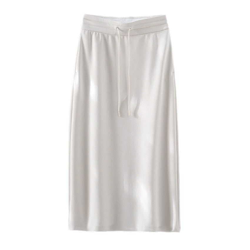 Damen Jersey-Midirock mit elastischem Tunnelzugbund und geradem Fall Nord Taschen
