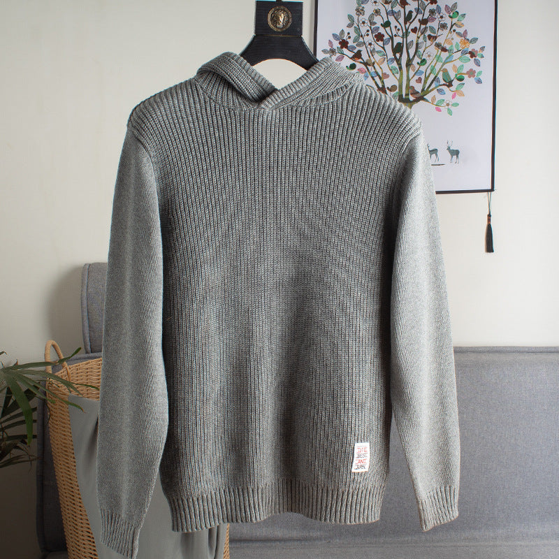 Herren Grobgerippter Kapuzenpullover mit glatten Ärmeln und geripptem Saum Nord Taschen