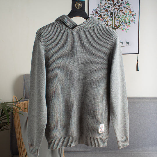 Herren Grobgerippter Kapuzenpullover mit glatten Ärmeln und geripptem Saum Nord Taschen