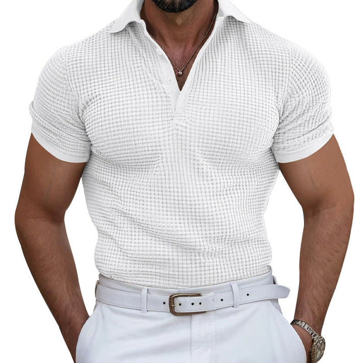 Herren nan strukturiertes Piqué-Poloshirt aus Baumwollmischung mit verstärktem Polokragen