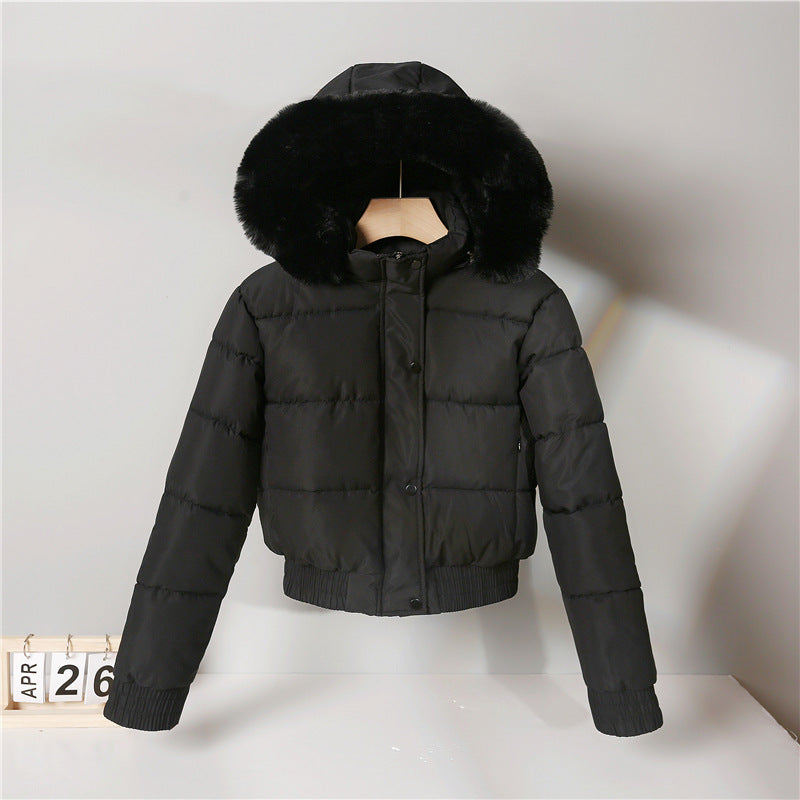Damen nan kurze wattierte Kapuzenjacke mit Kunstfellbesatz, elastischem Saum und verdecktem Reißverschluss Nord Taschen