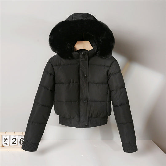 Damen nan kurze wattierte Kapuzenjacke mit Kunstfellbesatz, elastischem Saum und verdecktem Reißverschluss Nord Taschen