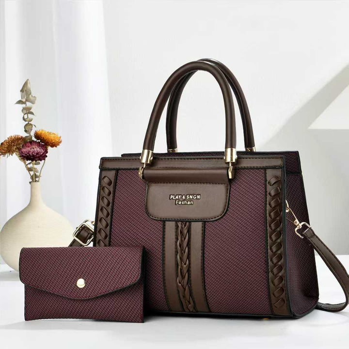 Damen elegante Handtasche im raffinierten Flechtlook mit abnehmbarer Clutch Nord Taschen