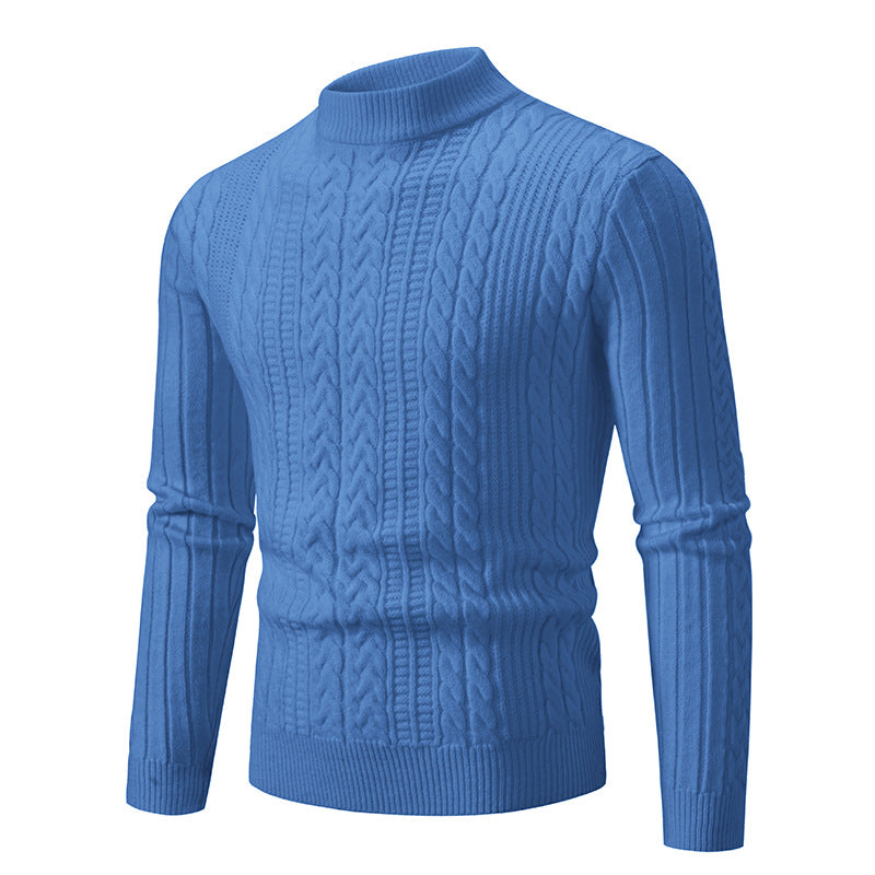 Herren Schmal geschnittener Mockneck-Zopfmusterpullover aus thermoregulierendem Feinstrick Nord Taschen
