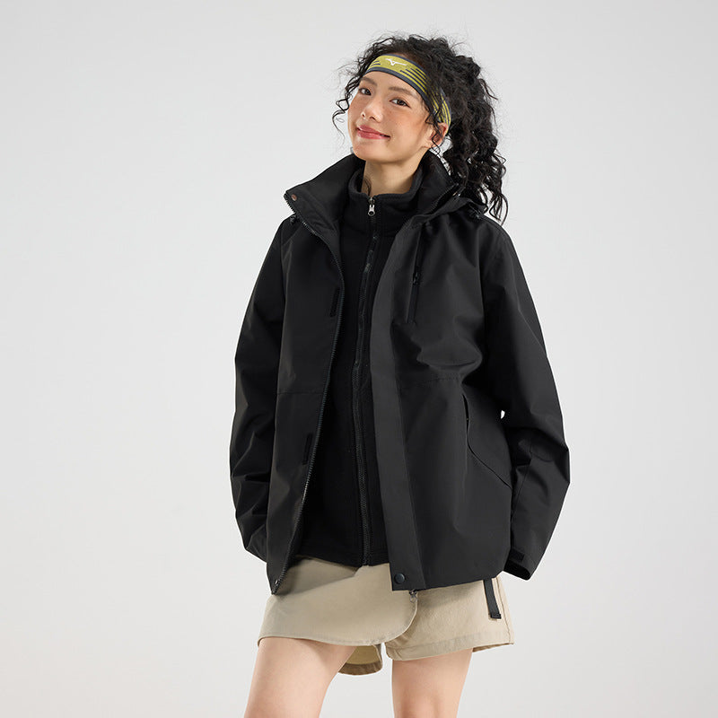 Damen Leichte wasserdichte Parka-Kapuzenjacke mit versiegelten Nähten und Kordelzug Nord Taschen