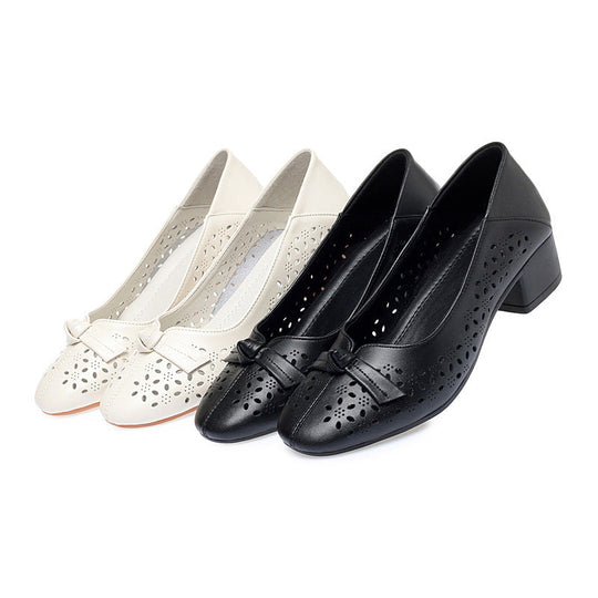 Damen Elegante und luftige Ballerinas mit modischem Lochdesign und komfortablem Absatz