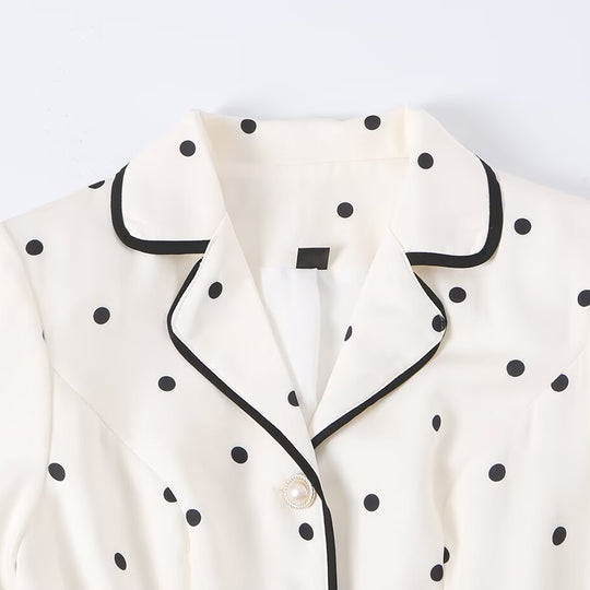 Damen Midi-Hemdblusenkleid mit Polka‑Dot, Kontrastpaspel und Taillengürtel Nord Taschen