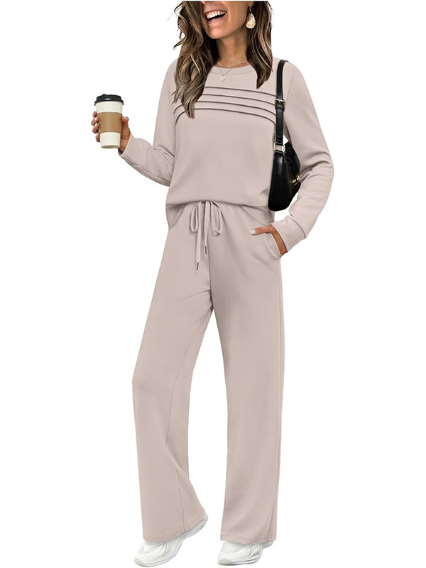 Damen Lounge-Set aus weichem Sweatstoff mit gerafftem Oberteil und weit geschnittenen Jogginghosen Nord Taschen
