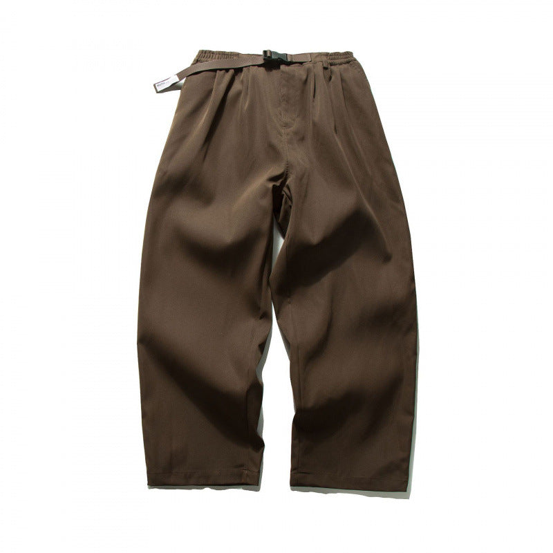 Herren Weitgeschnittene Relaxed-Hose mit elastischem Bund, Bundfalten und integriertem Webgürtel Nord Taschen