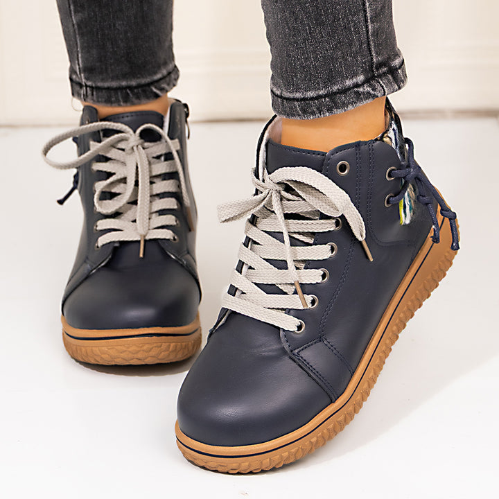 Damen nan gefütterte Schnür-Stiefelette mit seitlichem Reißverschluss und profilierter Gummisohle Nord Taschen