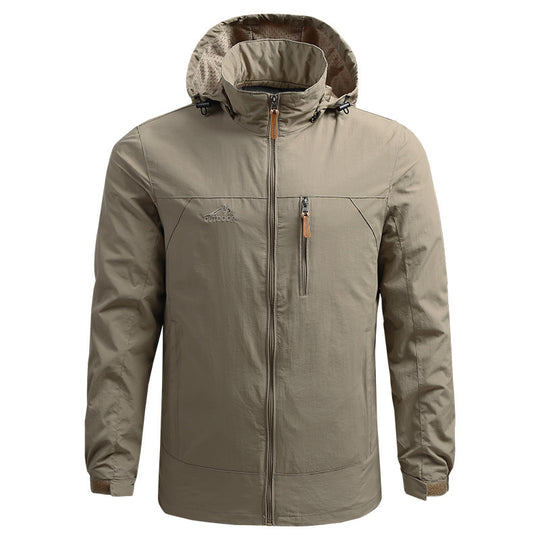Herren Leichte atmungsaktive Outdoorjacke mit Kapuze, Brust-Reißverschluss und windabweisender Shell Nord Taschen