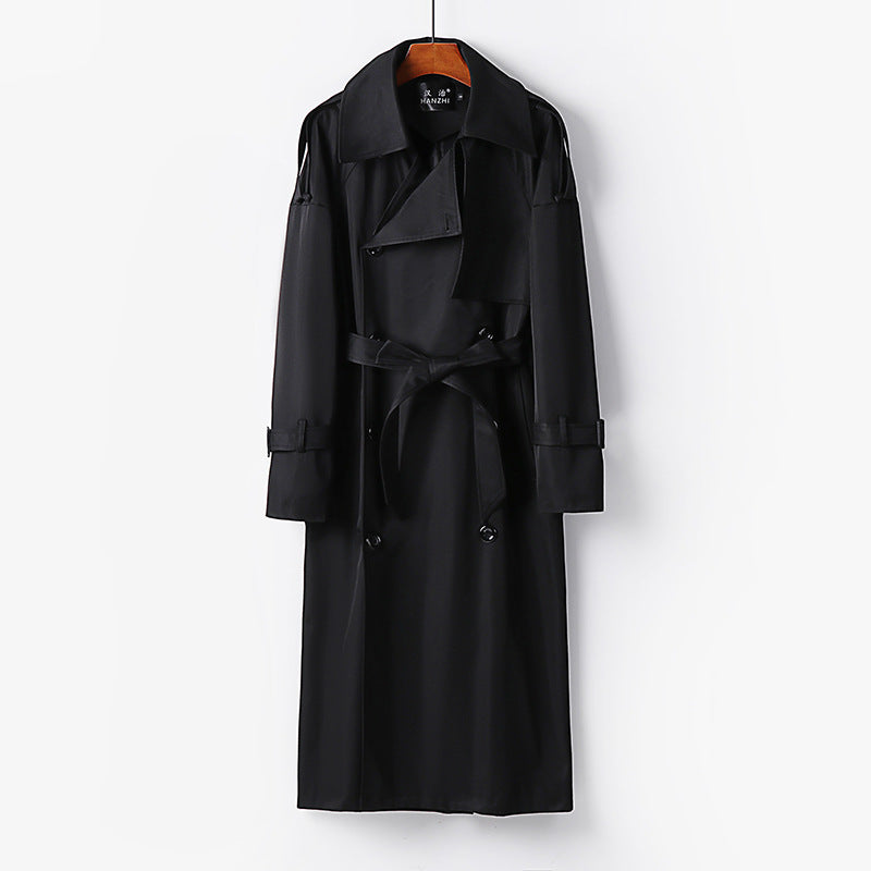 Herren Lang geschnittener Trenchcoat mit doppelter Knopfleiste und Sturmklappe Nord Taschen