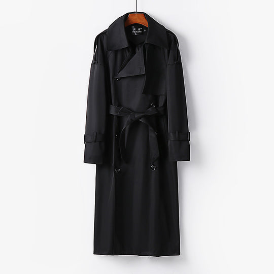 Herren Lang geschnittener Trenchcoat mit doppelter Knopfleiste und Sturmklappe Nord Taschen