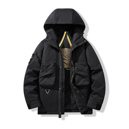 Herren Technischer Utility-Parka mit Kapuze, multifunktionalen Fronttaschen und Thermofutter Nord Taschen