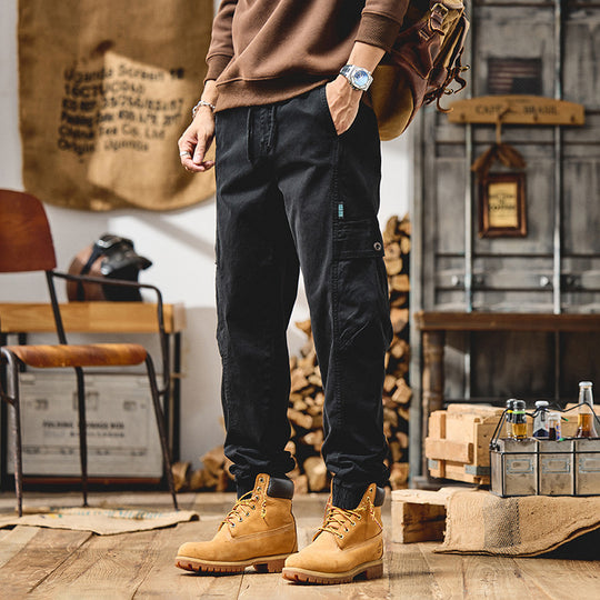 Herren Cargo-Joggerhose aus Baumwoll-Twill mit Kordelzug, Cargotaschen und elastischen Bündchen Nord Taschen