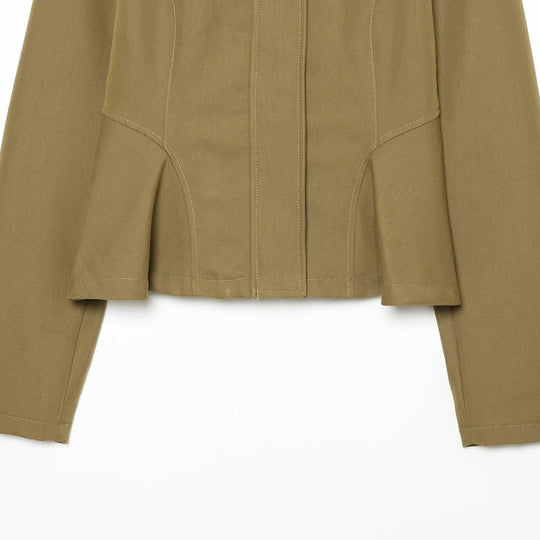 Damen Taillierte Cropped-Jacke mit Stehkragen und Prinzessnähten Nord Taschen
