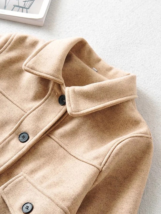Damen Kurze Wollmix-Übergangsjacke mit aufgesetzten Pattentaschen Nord Taschen