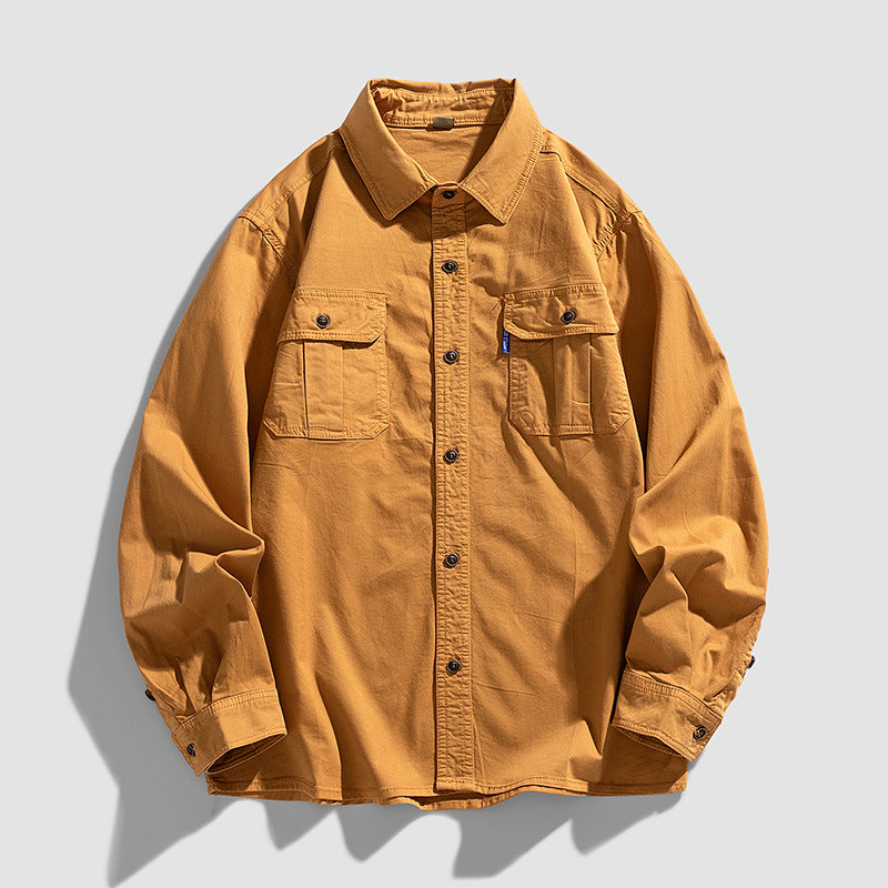 Herren Overshirt aus robustem Baumwoll-Twill mit Pattentaschen und durchgehender Knopfleiste Nord Taschen