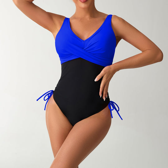 Damen Bequemer Schwimmanzug mit elegantem Wickeloberteil
