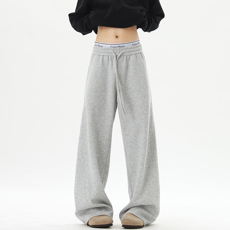 Damen Weite Loungehose mit hoher Taille aus Fleece, Tunnelzug und Seitentaschen Nord Taschen